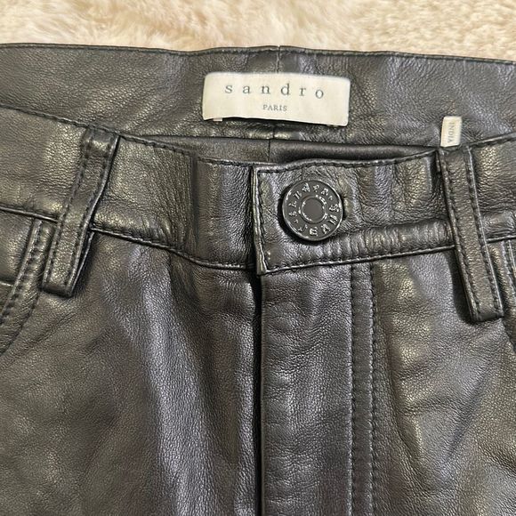 NWOT Sandro Five Pocket Leather Pant Black Size 36 - Picture 12 of 12